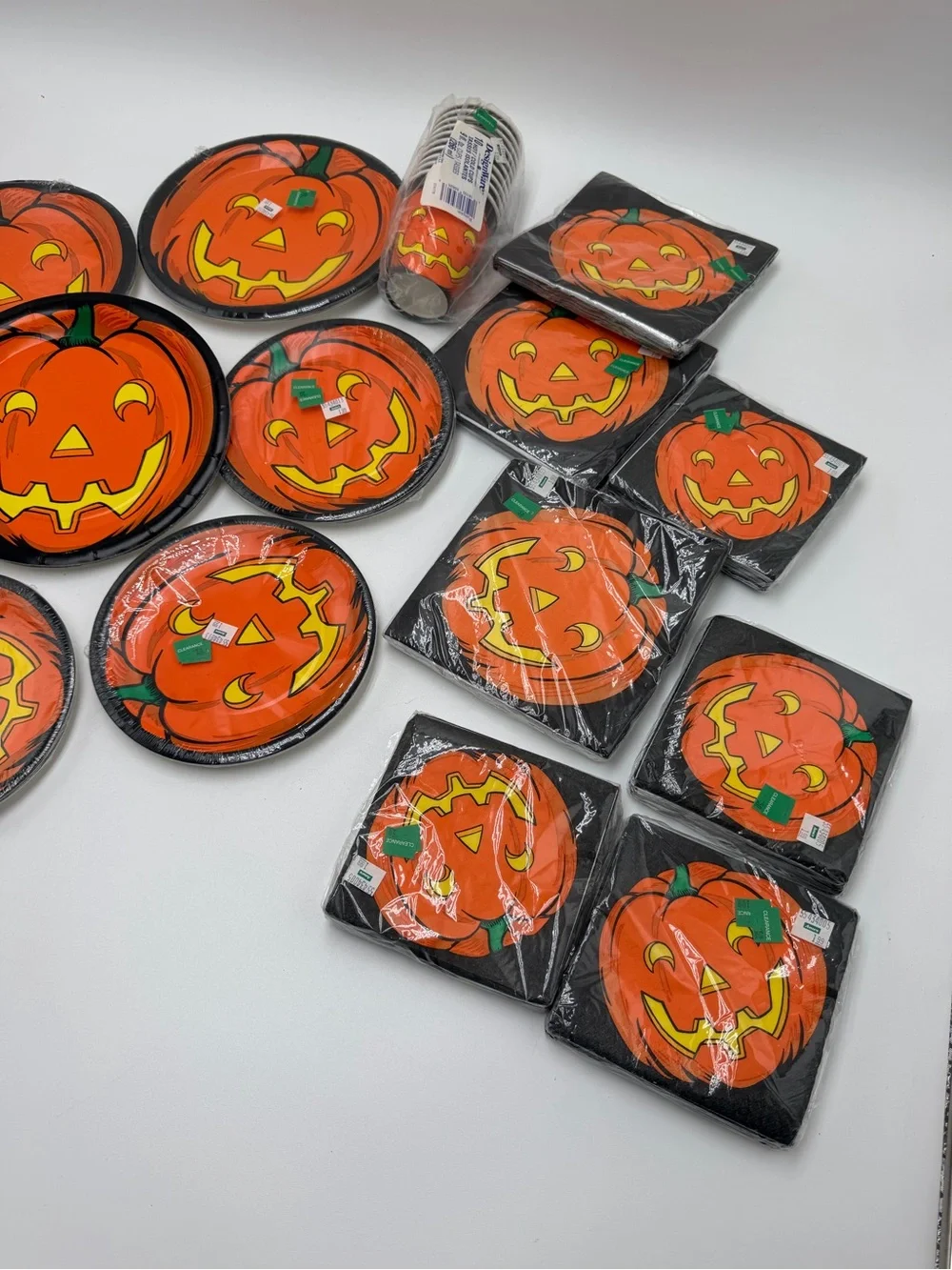 Vintage DesignWare Halloween Pumpkin Party Lot Plates Napkins Cups